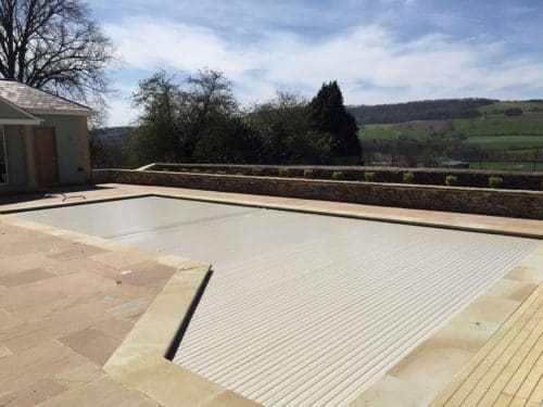 Refurbished swimming pool cover closed